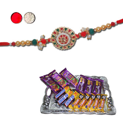"Rakhi - ZR-5010 A (Single Rakhi), Choco Thali - code RC10 - Click here to View more details about this Product